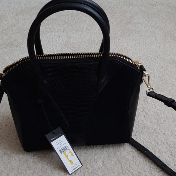 BCBG MAXAZRIA Black Leather Maggie Satchel Purse - Picture 5 of 5